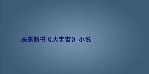 辰东新书《大宇宙》 小说